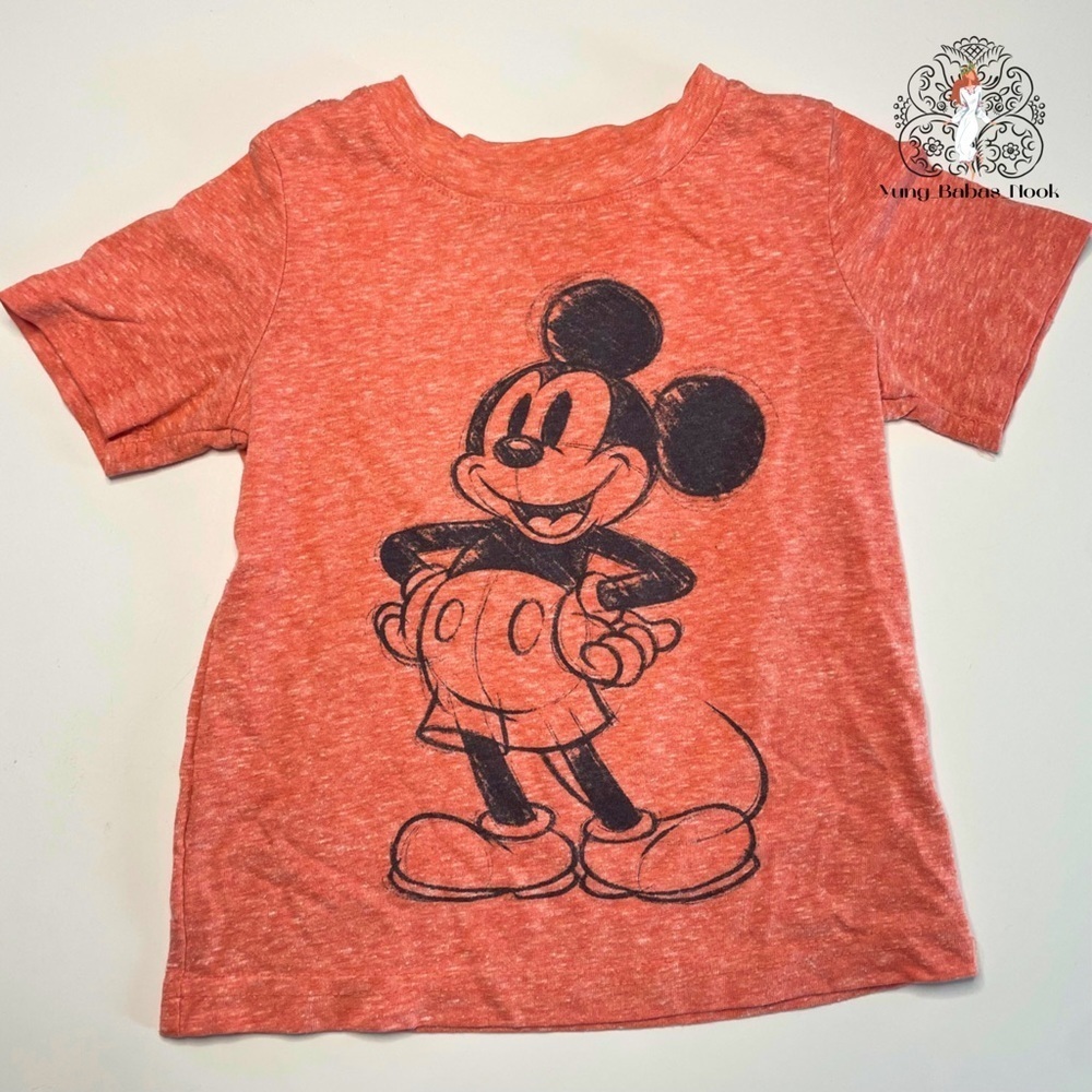 Disney 24 Months Softest Tees Coral Orange Mickey Mouse Short Sleeve PRELOVED